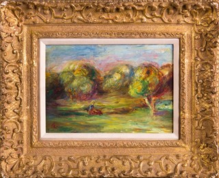 《有少女的风景》皮埃尔·奥古斯特·雷诺阿｜纸本油画｜21.6 x 15.2 cm
