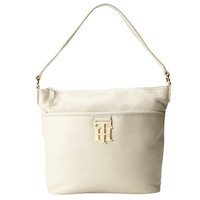 TOMMY HILFIGER Monogrammed Pebble Bucket Hobo 真皮女包