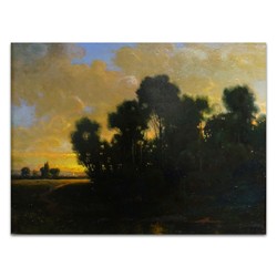 《巴比松落日》西奥多·卢梭｜布面油画｜54.6 x 41.9 cm