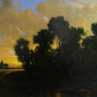 《巴比松落日》西奥多·卢梭｜布面油画｜54.6 x 41.9 cm