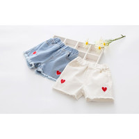 贝壳元素 宝宝刺绣牛仔短裤