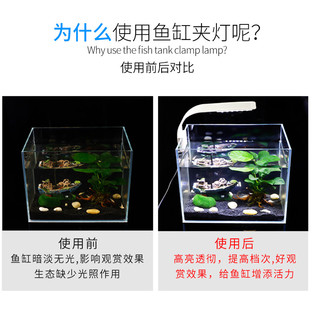 鱼缸灯照明灯水族箱led灯青苔爆藻灯防水夹灯超亮鱼灯小夜灯用海