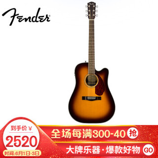 芬达 Fender CD-140SCE系列 原声 单板桃花芯木背侧板 民谣缺角电箱木吉他41英寸 渐变色+送琴箱