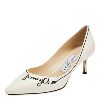 周仰杰 JIMMY CHOO 女士ROMY 60系列白色牛皮高跟鞋 ROMY 60 JCA 194 LATTE/BLACK 35.5