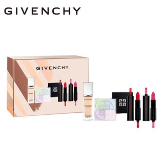 Givenchy 纪梵希 恒久彩妆套装 (粉底液Y110+四宫格散粉1号+唇膏N13+大理石条纹唇膏粉色)