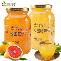 东大金果蜂蜜柚子茶柠檬茶360g*2瓶冲水喝的的饮品冲调饮料水果茶