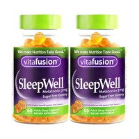 vitafusion 美国进口褪黑素退黑色素改善睡眠天然低卡睡眠软糖60粒*2瓶 2瓶