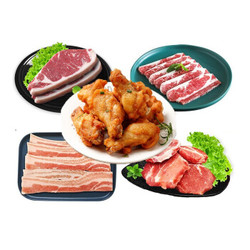 鲜元道 韩式烤肉食材套餐 （ 牛肉 生鲜 西冷牛排+牛五花+梅花肉+五花肉+鸡翅根）