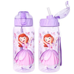 迪士尼（Disney）婴儿童吸管杯 Tritan材质宝宝双盖便携直饮喝水杯（两用）450ML 公主 *5件