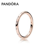 Pandora潘多拉情侣对戒玫瑰金色水滴180945CZ时尚个性简约戒指男女礼物