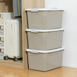 佳佰加厚家用收纳箱灰色55L三个装可叠放衣物储物箱杂物整理箱 *6件+凑单品