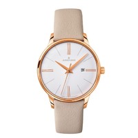 JUNGHANS 大师系列 047/7570.00 女士石英手表 30.8mm 白色 米色 牛皮