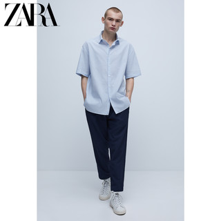 ZARA 新款 男装 条纹泡泡纱短袖衬衫 04323415403