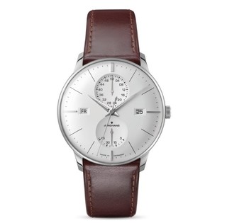 JUNGHANS 大师系列 027/4364.01  男士自动机械手表 40.4mm 白色 棕色 马皮