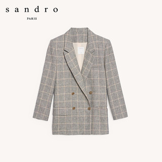 sandro2020春夏新款女装英伦风格纹西装外套SFPVE00356