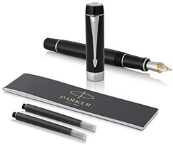PARKER 派克 Duofold 经典黑，配钯金饰边，纯金笔尖，黑色墨水和转换笔（1931365）