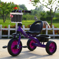 儿童三轮车 脚踏车1-3-2-6岁大号单车宝手推车小孩玩具女童自行车 三轮车紫罗兰 标配
