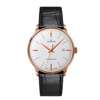 JUNGHANS 大师系列 027/7333.00  男士自动机械手表 38.4mm 白色 黑色 鳄鱼皮