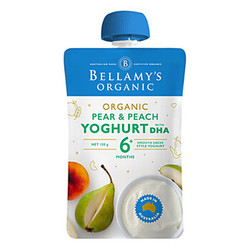 贝拉米 Bellamy’s 梨桃酸奶有机果泥120g/袋 6个月以上宝宝适用 澳洲原装进口 *12件