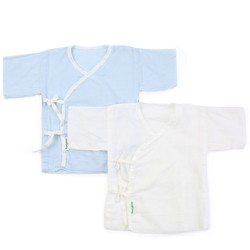 PurCotton 全棉时代 婴儿衣服 短款 蓝色 白色 2件装