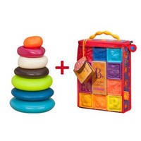 B.Toys 比乐 捏捏乐数字浮雕软积木玩具+水漂石堆环 +凑单品