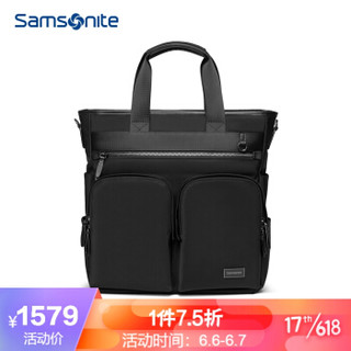 Samsonite/新秀丽双肩包男士商务休闲电脑旅行包大容量斜挎双肩多用包TO3*09004 黑色