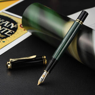 Pelikan 百利金 M300 钢笔 14K 金墨水笔 黑绿色 F尖