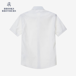 Brooks Brothers/布克兄弟男士20夏新斜纹编织棉纯色短袖正装衬衫