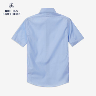 Brooks Brothers/布克兄弟男士20夏新斜纹编织棉纯色短袖正装衬衫