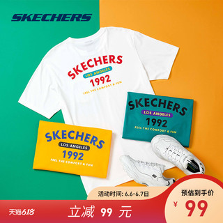 Skechers斯凯奇2020春夏男子印花针织短袖衫运动时尚T恤L220M053