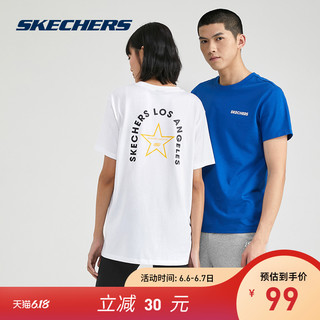 Skechers斯凯奇2020春夏情侣装男女针织短袖运动时尚T恤L220U071