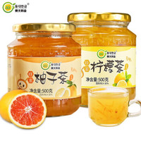 东大韩金蜂蜜柚子茶+柠檬茶500g*2泡水喝的饮品冲调冲泡水果茶酱
