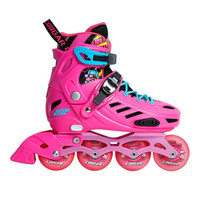 美洲狮 轮滑鞋儿童初学者单排平花鞋 花式滑冰男女全套装可调节直排轮旱冰溜冰鞋 粉色单鞋 L（39-42）码 *3件