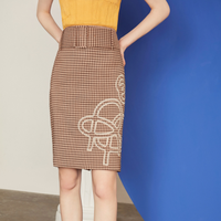 丽丽 LILY 119320C6216 格纹修身一步裙