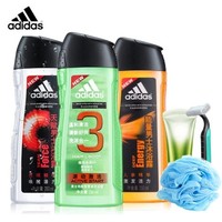 Adidas 阿迪达斯沐浴露男士套装（源动激活250ml+征服250ml+能量250ml+赠肌活劲能净澈洁面膏40g+沐浴球*1+一次性剃须刀*1） *2件