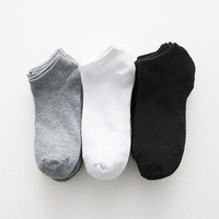 四季轻薄透气男士短袜浅口船袜舒适细腻纯色男袜子 三色混搭-3双装 均码