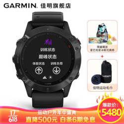Garmin佳明 fenix6 Pro黑色表圈黑色表带 中文版(康宁大猩猩镜面)