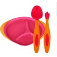 B.box 婴儿学食碗 分隔餐盘 +勺叉套装