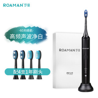 10号零点罗曼（ROAMAN） 电动牙刷 成人款情侣声波震动牙刷 充电式多模式家用牙刷 T3黑色