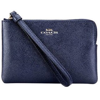 COACH 蔻驰 奢侈品 女士深蓝色皮质短款手拿包零钱包 F58032 IMMID