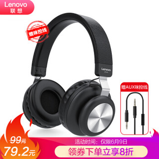 联想（Lenovo）BT410头戴式耳麦立体声蓝牙耳机 音乐耳机 手机耳机 通用苹果华为小米手机 黑色
