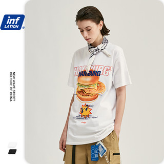 inflation潮牌夏季新款个性汉堡包字母印花女生纯棉短袖T恤男国潮  1031S20