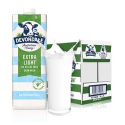 澳洲进口 Devondale 德运纯牛奶 脱脂牛奶 1L*10盒/箱