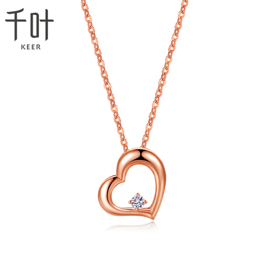 京东plus会员keer千叶珠宝18k金伴心钻石项链