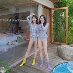 OM韩国INS风泳衣连体性感三角遮肚修身度假温泉泳装温泉泡澡服