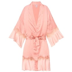 VICTORIA'S SECRET 维多利亚的秘密 女士纯色荷叶边和服式睡袍11160750 粉色S