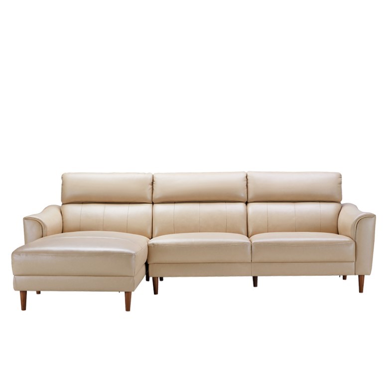 kuka 顾家家居 1036-318 意式极简三人位真皮沙发 浅米咖色 260*91*92