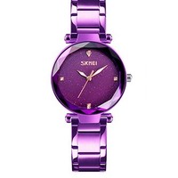 时刻美（skmei）手表女时尚简约星空镶钻腕表防水休闲百搭石英表 抖音同款 紫色