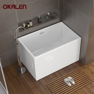 欧凯伦（OKALEN）独立式浴缸成人亚克力日式方形小浴盆0.9米-1.6米 无座白色空缸 约1.39m