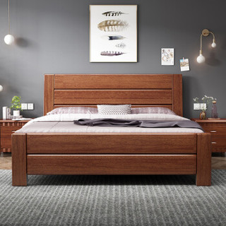 南宜（nanyi）床全实木床新中式床1.8米1.5m双人婚床高箱储物床卧室家具 【普通款】实木床+2柜+23cm舒适乳胶床垫 1.8*2.0米（颜色备注）